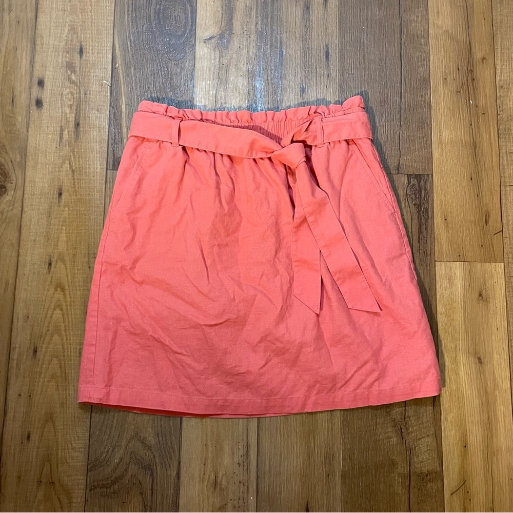 J. Crew Women's Linen-Cotton Tie-Belt Knee Length Paper Bag Skirt